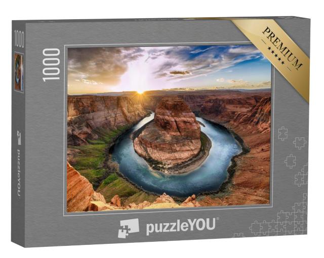 Puzzel 1000 stukjes „Adembenemende zonsondergang bij Horseshoe Bend, Colorado Canyon“