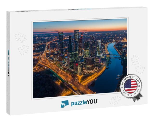 Moscow City International Business Center At Twilight & M... Jigsaw Puzzle