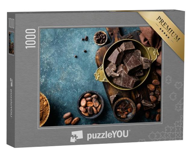 Puzzel 1000 stukjes „Zwarte chocolade en geurige cacaobonen“