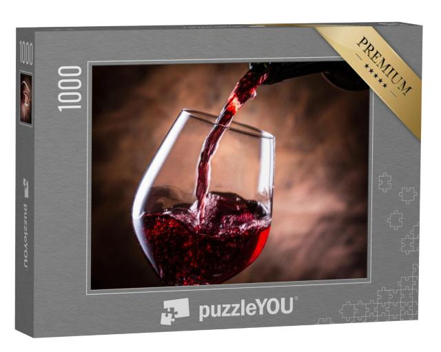 Puzzel 1000 stukjes „Rode wijn wordt in een glas geschonken“