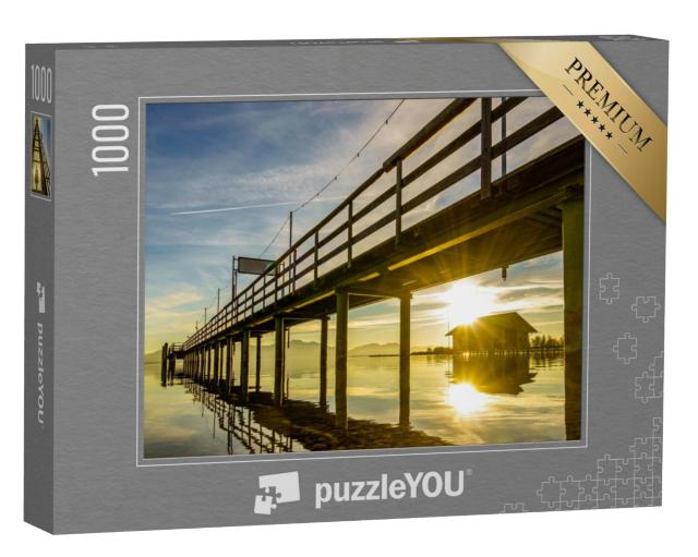 Puzzel 1000 stukjes „Steiger aan de Chiemsee in het kalme avondlicht“