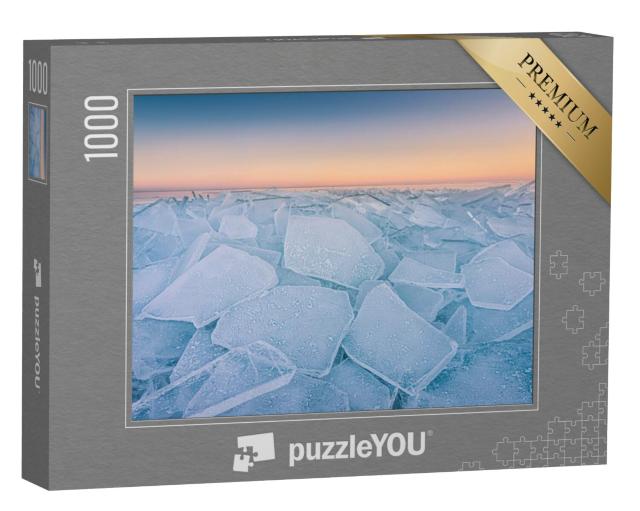 Puzzel 1000 stukjes „Drijfijs bij zonsondergang op het Markermeer in Nederland“