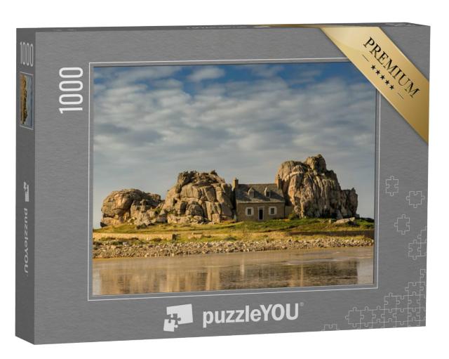 Puzzel 1000 stukjes „Pittoresk huis tussen rotsen, Bretagne, Frankrijk“