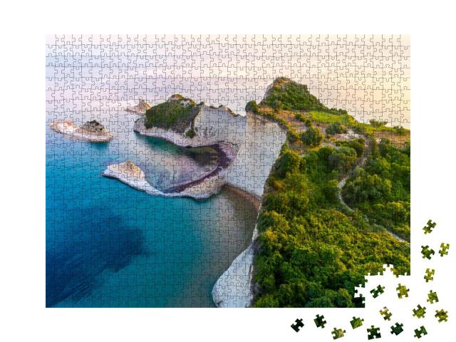 Puzzle 1000 Teile „Schöne Aussicht auf Kap Drastis, Korfu, Griechenland“