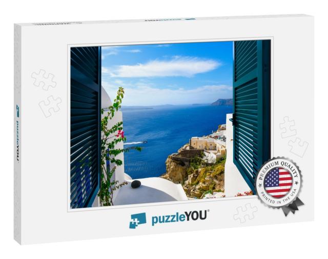 View from a Window Overlooking the Sea, Caldera & Whitewa... Jigsaw Puzzle