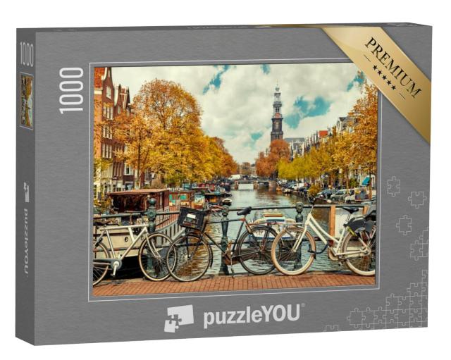 Puzzel 1000 stukjes „Fietsen op de Amstel in Amsterdam“