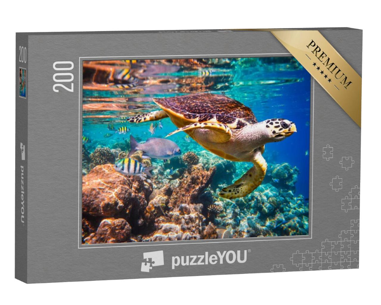 Puzzel 200 stukjes „Karetschildpad in het koraalrif“