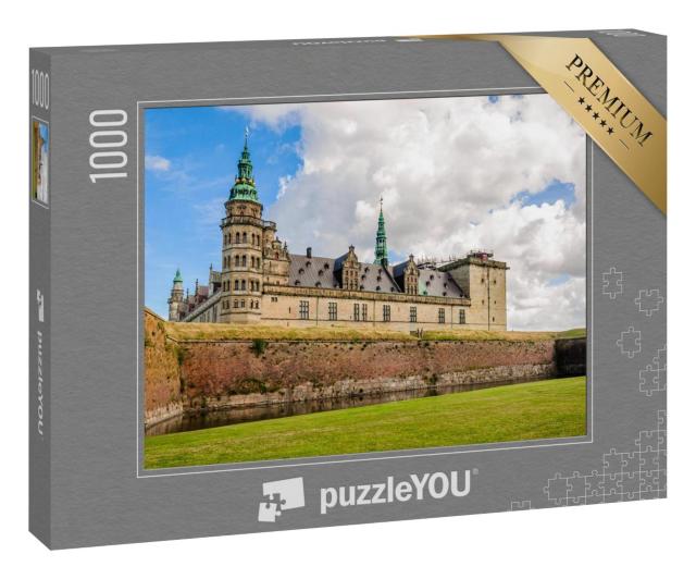 Puzzle 1000 Teile „Panoramablick auf die Ziegelmauer um Schloss Kronborg in Helsingor“