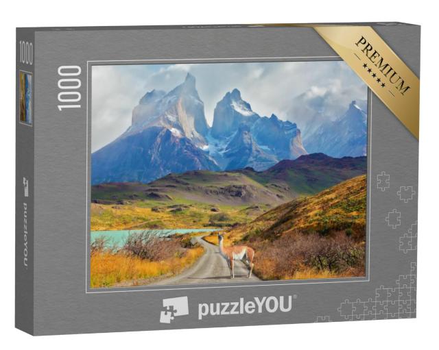 Puzzel 1000 stukjes „Top van Los Kuernos boven het Pehoe-meer, Patagonië, Chili“