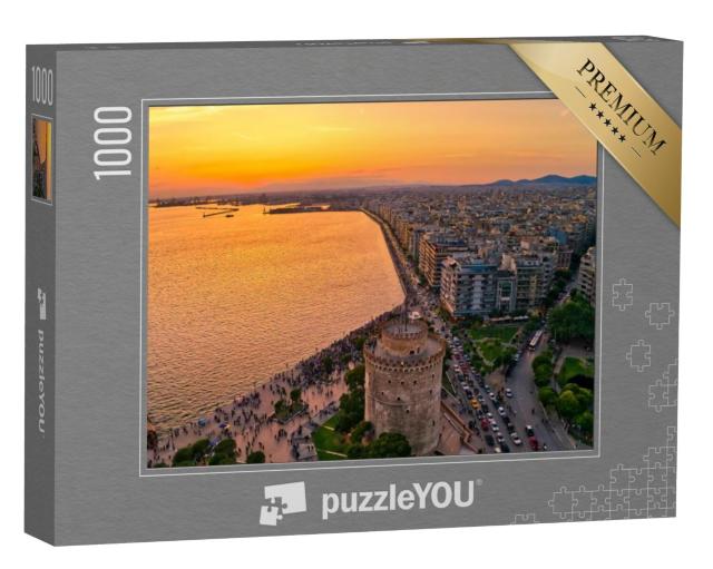 Puzzel 1000 stukjes „Witte toren van Thessaloniki bij zonsondergang, Griekenland“