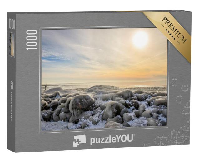 Puzzel 1000 stukjes „Oosterleek, drijfijs op riet langs de oever van het Markermeer“