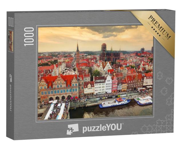 Puzzel 1000 stukjes „Panorama van het oude stadscentrum van Gdansk, Polen“