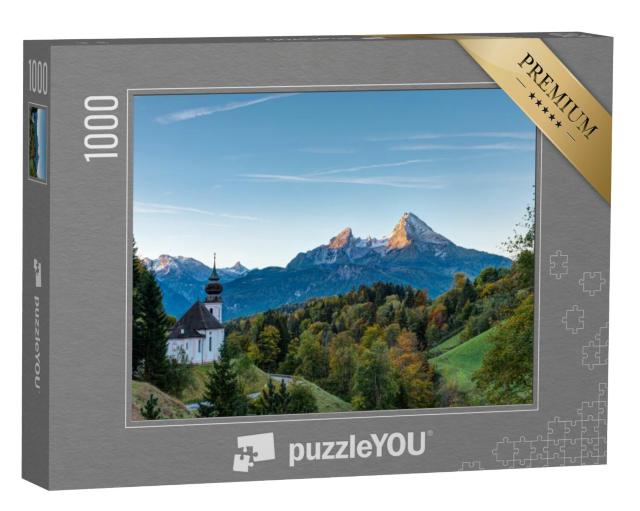 Puzzel 1000 stukjes „Herfstochtend boven Maria Gern en de Watzmann, Duitsland“