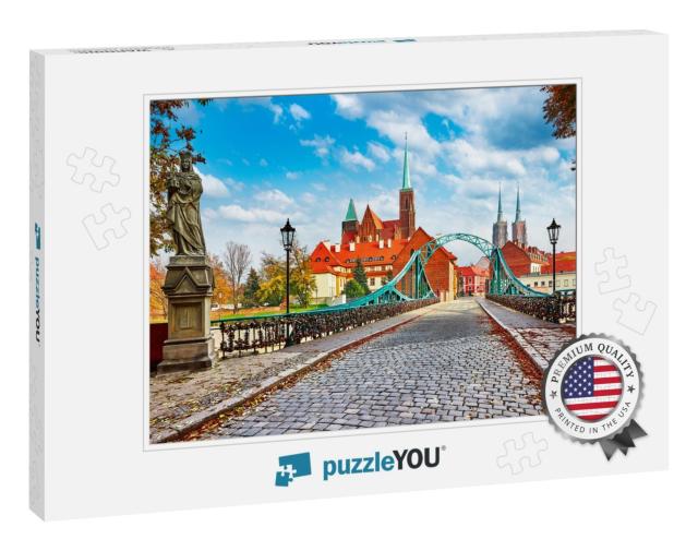 Cathedral Island in Wroclaw Poland Green Bridge with View... Jigsaw Puzzle