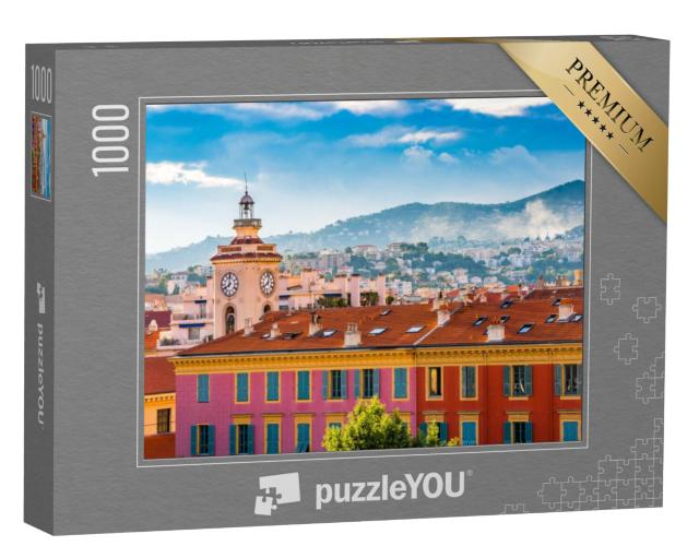 Puzzel 1000 stukjes „Klokkentoren in Port Lympia, historisch centrum van Nice, Frankrijk“