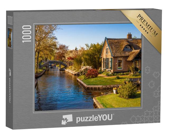 Puzzel 1000 stukjes „Prachtig landschap met grachten, boten en pittoreske huizen, Giethoorn“