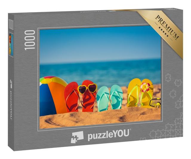 Puzzle 1000 Teile „Witzig dekorierte Flip-Flops am Strand“
