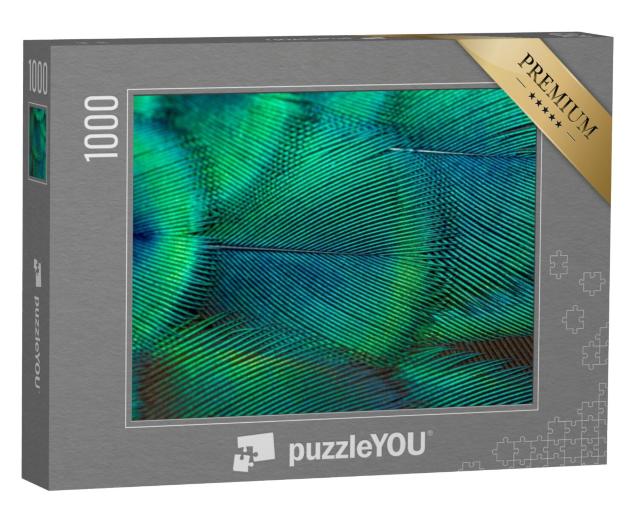 Puzzel 1000 stukjes „Close-up van pauwenveren“