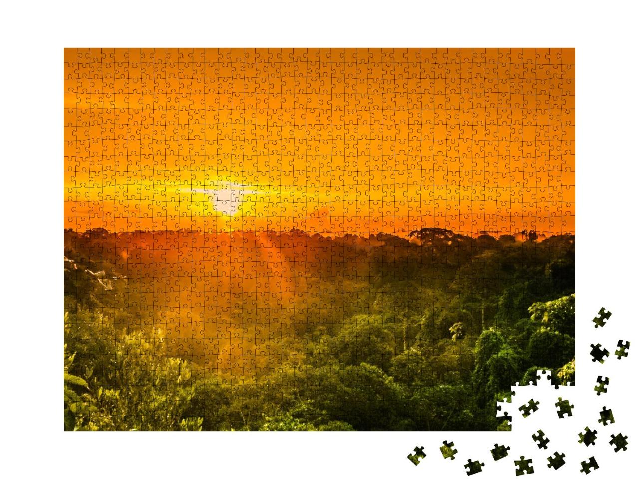 Puzzle 1000 Teile „Blick auf den Sonnenuntergang über dem Regenwald in Brasilien“