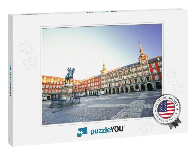 Morning Light At Plaza Mayor in Madrid, Spain... Jigsaw Puzzle