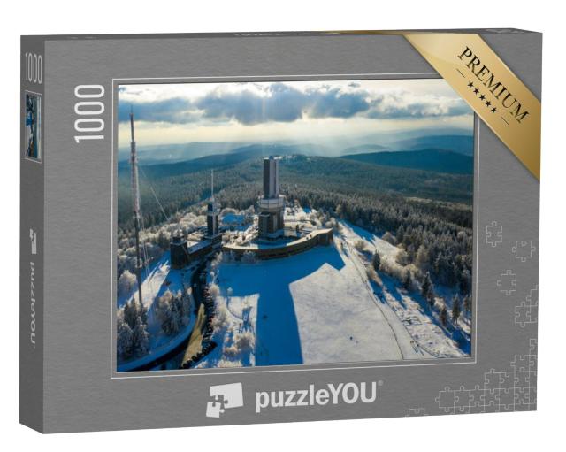 Puzzel 1000 stukjes „Luchtfoto van de Taunus: Schmitten, Großer Feldberg en zendmast, Hessen“