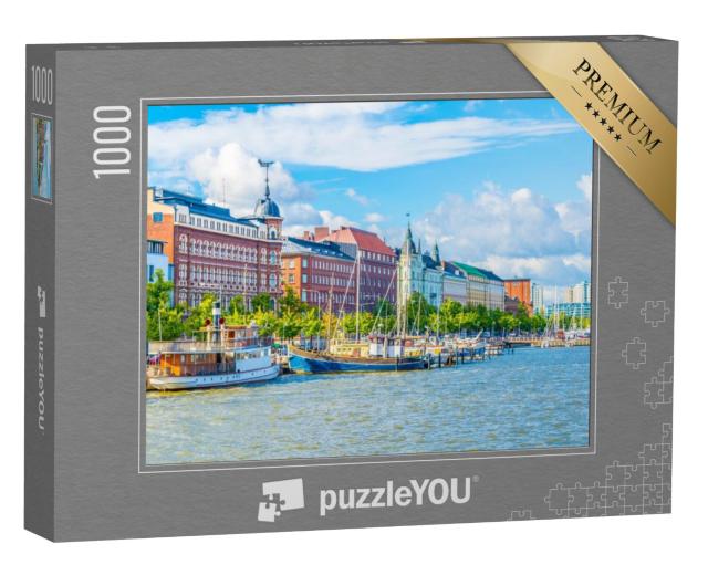 Puzzel 1000 stukjes „Uitzicht op de jachthaven in de wijk Kruununhaka, Helsinki, Finland“