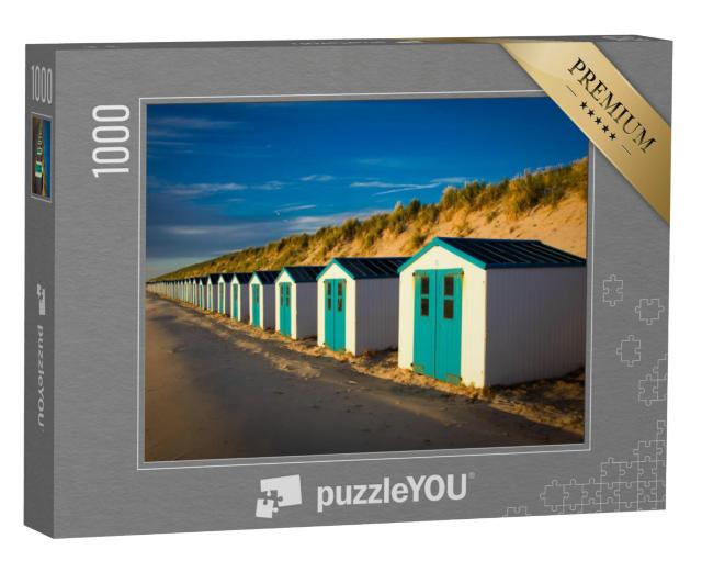 Puzzel 1000 stukjes „Kleine hutjes langs de duinen in Texel, Nederland, Europa“