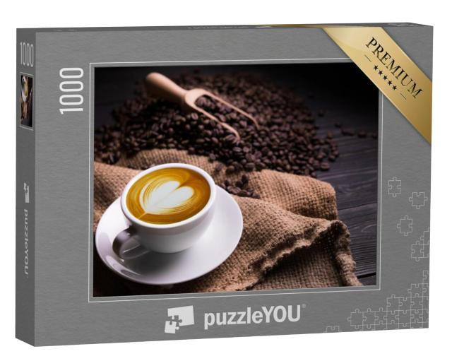 Puzzel 1000 stukjes „Kopje koffie met melkschuim hartje“