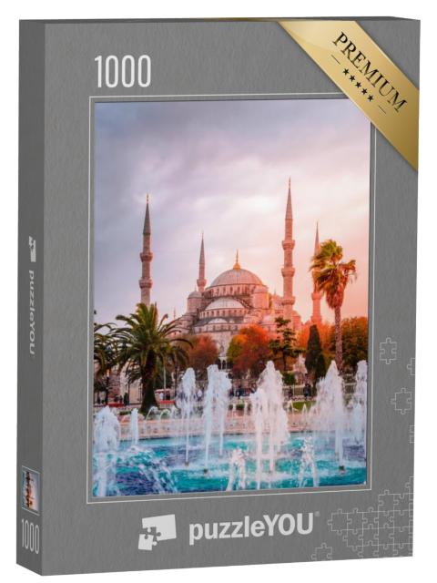 Puzzel 1000 stukjes „De Blauwe Moskee bij zonsondergang, Istanbul, Turkije“