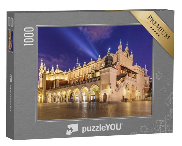 Puzzel 1000 stukjes „Sukiennice op het grote marktplein bij nacht, Krakau, Polen“