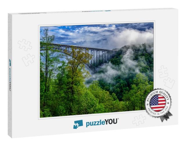 Captured in the Morning Light, the New River Gorge Bridge... Jigsaw Puzzle