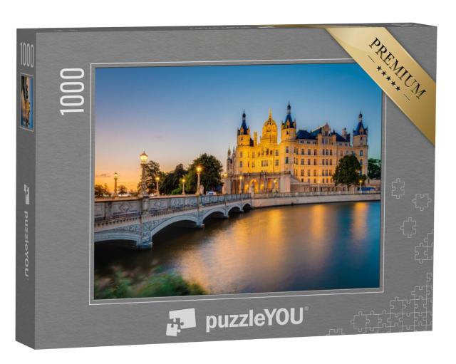 Puzzel 1000 stukjes „Kasteel Schwerin: monument van de hoofdstad van Mecklenburg-Vorpommern“