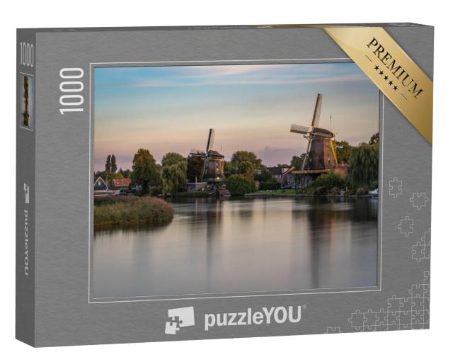 Puzzel 1000 stukjes „Landschap met traditionele Nederlandse windmolens langs de Vecht“