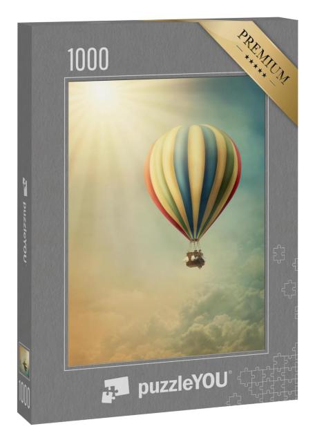 Puzzle 1000 Teile „Heißluftballon hoch oben am Himmel“