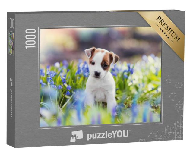 Puzzel 1000 stukjes „Witte Jack Russell terriër puppy in de zomer“