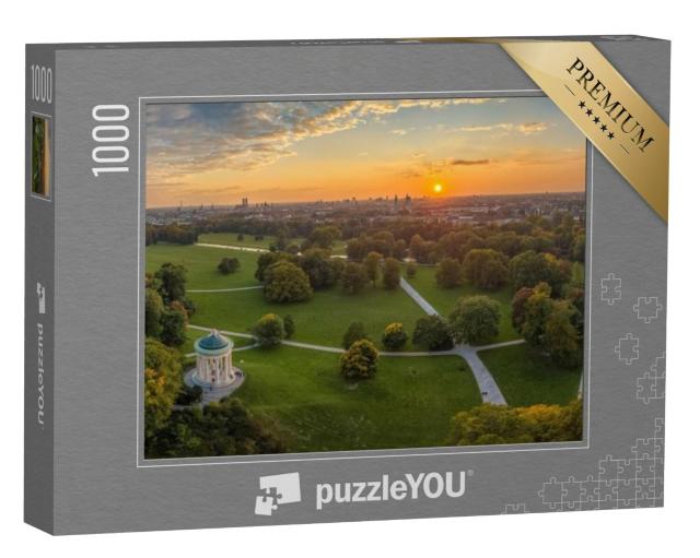 Puzzel 1000 stukjes „Zonsondergang in de Engelse Tuin in München, Beieren“