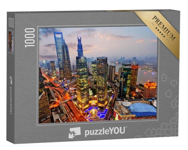 Puzzel 1000 stukjes „Uitzicht vanaf de televisietoren Oriental Pearl in Shanghai“