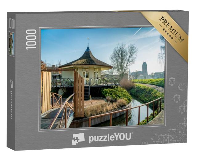 Puzzel 1000 stukjes „Klein theehuis met veranda in de stad Oudewater in Nederland“