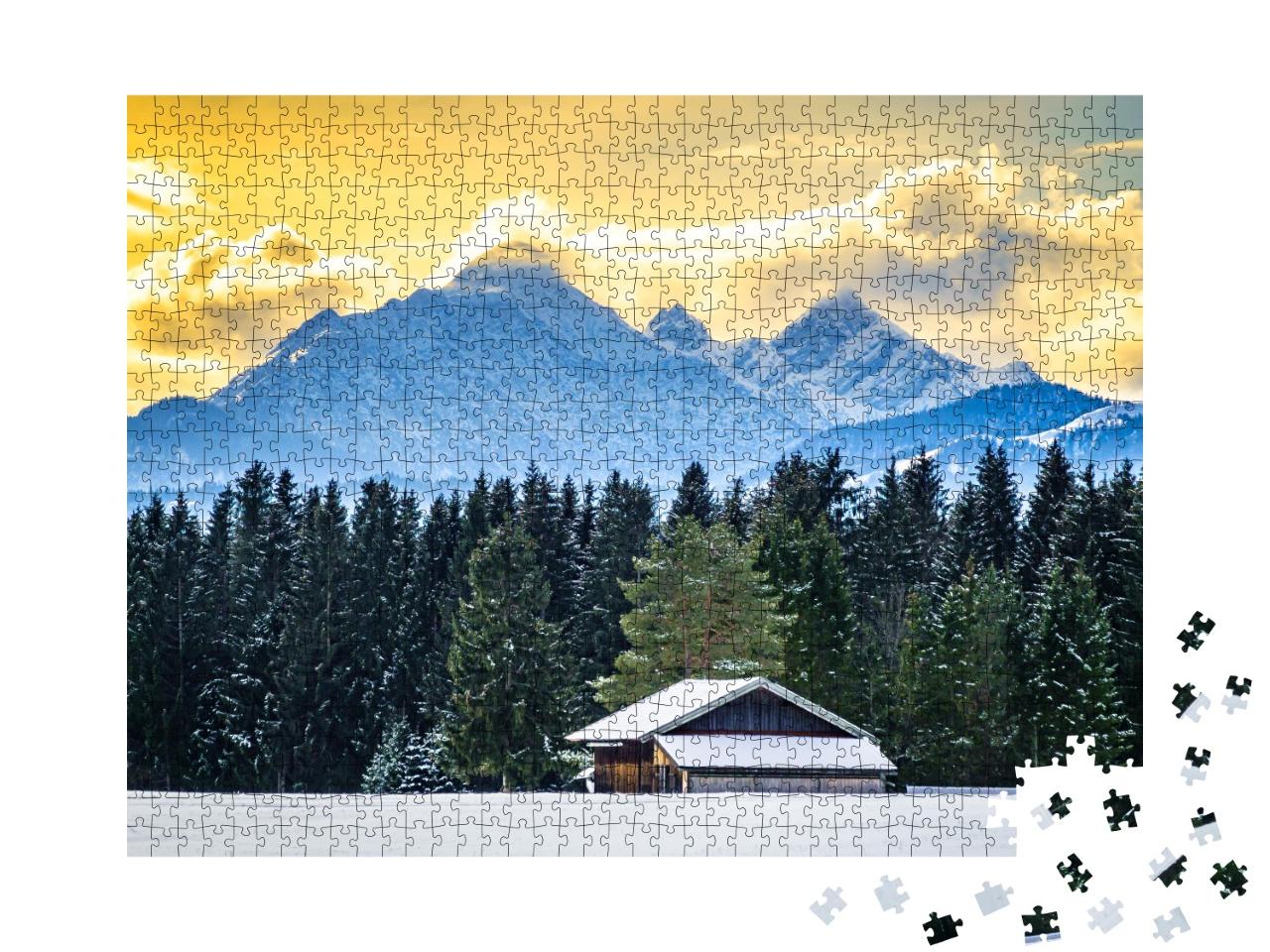Puzzle 1000 Teile „Karwendel- und Wettersteingebirge bei Wallgau, Deutschland“