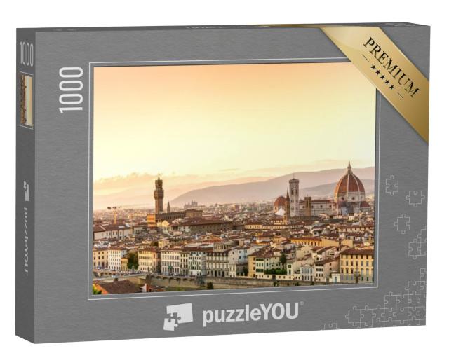 Puzzel 1000 stukjes „Uitzicht op Florence na zonsondergang, Toscane, Italië“