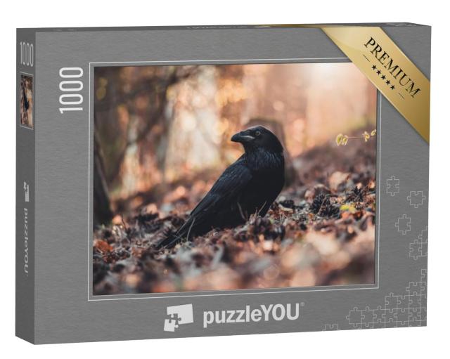 Puzzel 1000 stukjes „Raaf in het bladerdak van het lentebos“