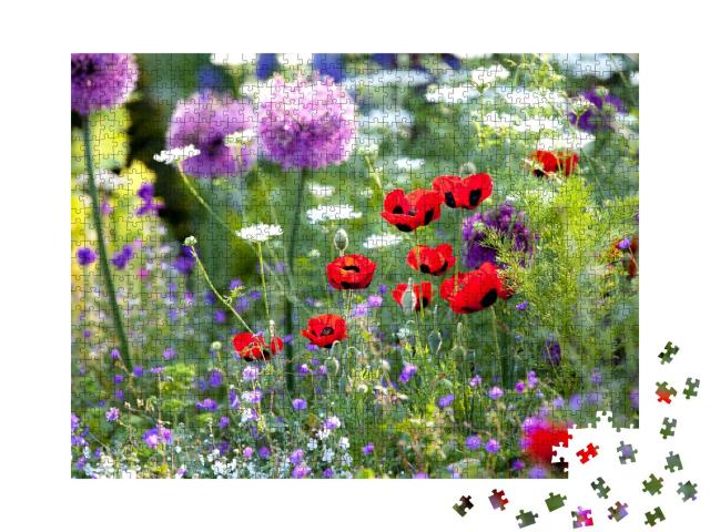 Puzzle 1000 Teile „Sonnenüberfluteter Wildblumengarten“