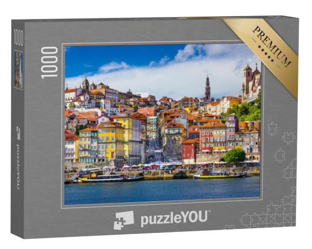 Puzzel 1000 stukjes „De skyline van de oude stad Porto aan de rivier de Duoro, Portugal“