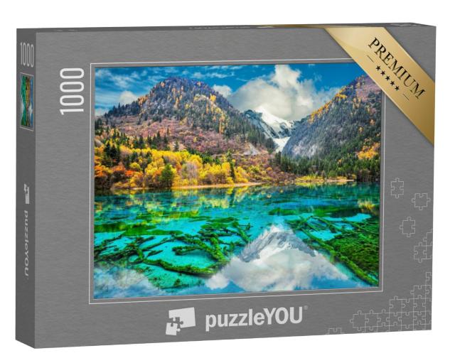 Puzzel 1000 stukjes „Kristalhelder water van Five Flower Lake, Kleurrijk meer, Jiuzhaigou, China“