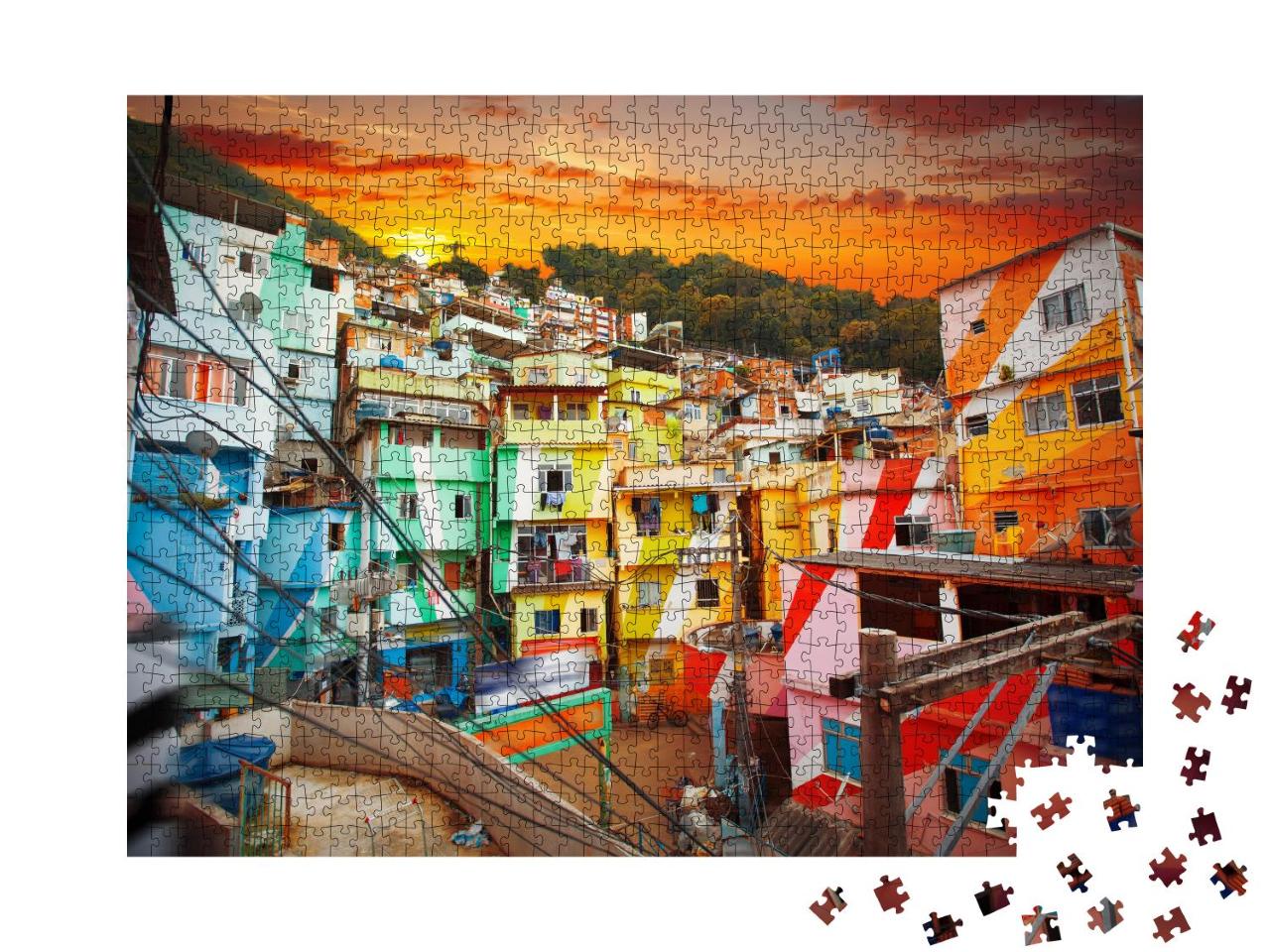Puzzle 1000 Teile „Rio de Janeiro, Innenstadt und Favela, farbenfroh, Brasilien“
