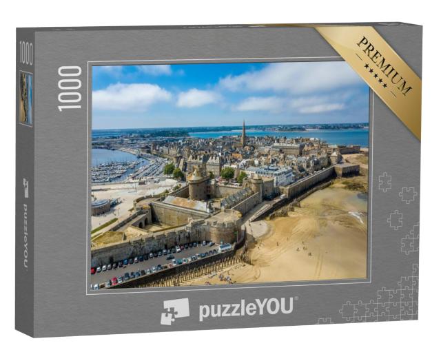 Puzzel 1000 stukjes „Luchtfoto van Saint Malo, stad van de boekaniers, Bretagne, Frankrijk“