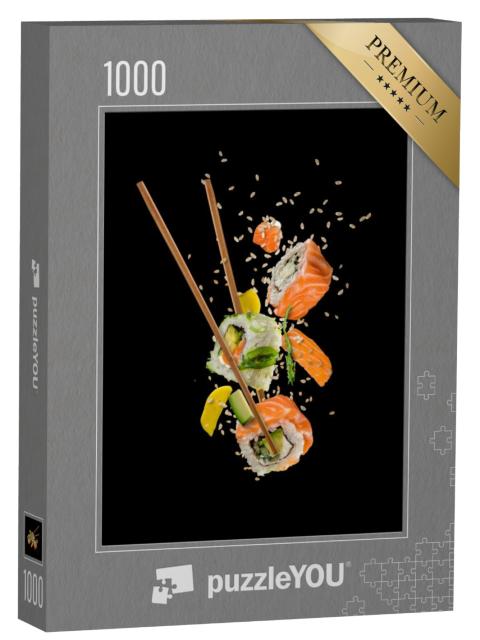 Puzzel 1000 stukjes „Sushistukjes tussen stokjes“