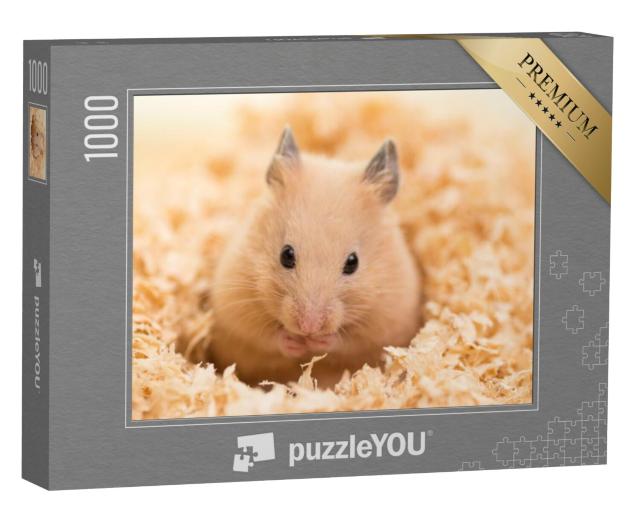 Puzzel 1000 stukjes „Goudhamsters op houtkrullen“