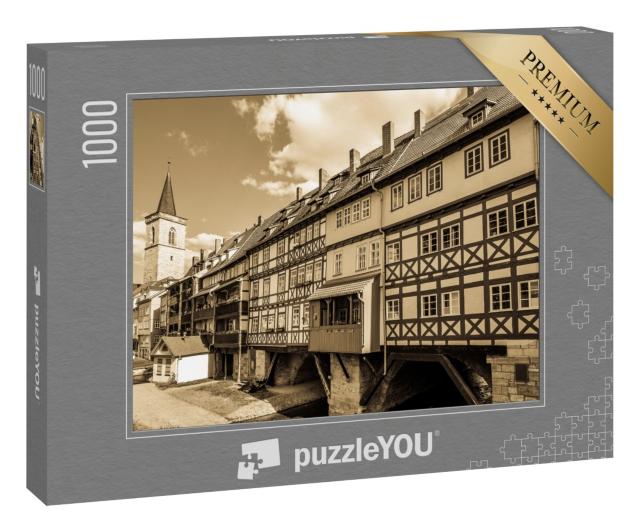 Puzzle „Krämerbrücke mit historischen Fassaden in Erfurt, Deutschland“
