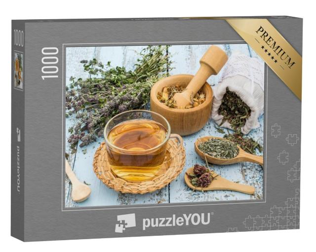 Puzzel 1000 stukjes „Diverse gedroogde weidekruiden en kruidenthee“